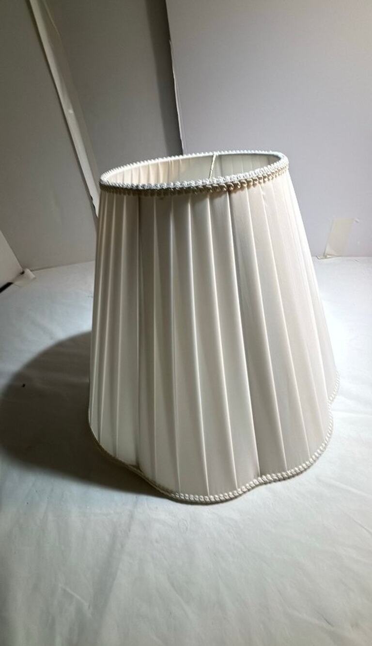 Vintage Pleated Fabric Lampshade with Scalloped Edge